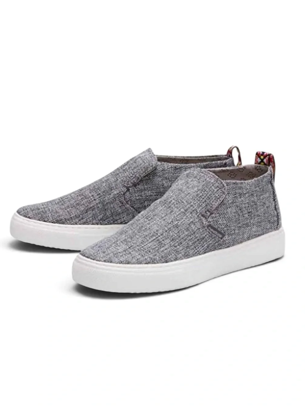 Hey Dude Peyton Linen Gray Black Slip-on Shoe Size 8